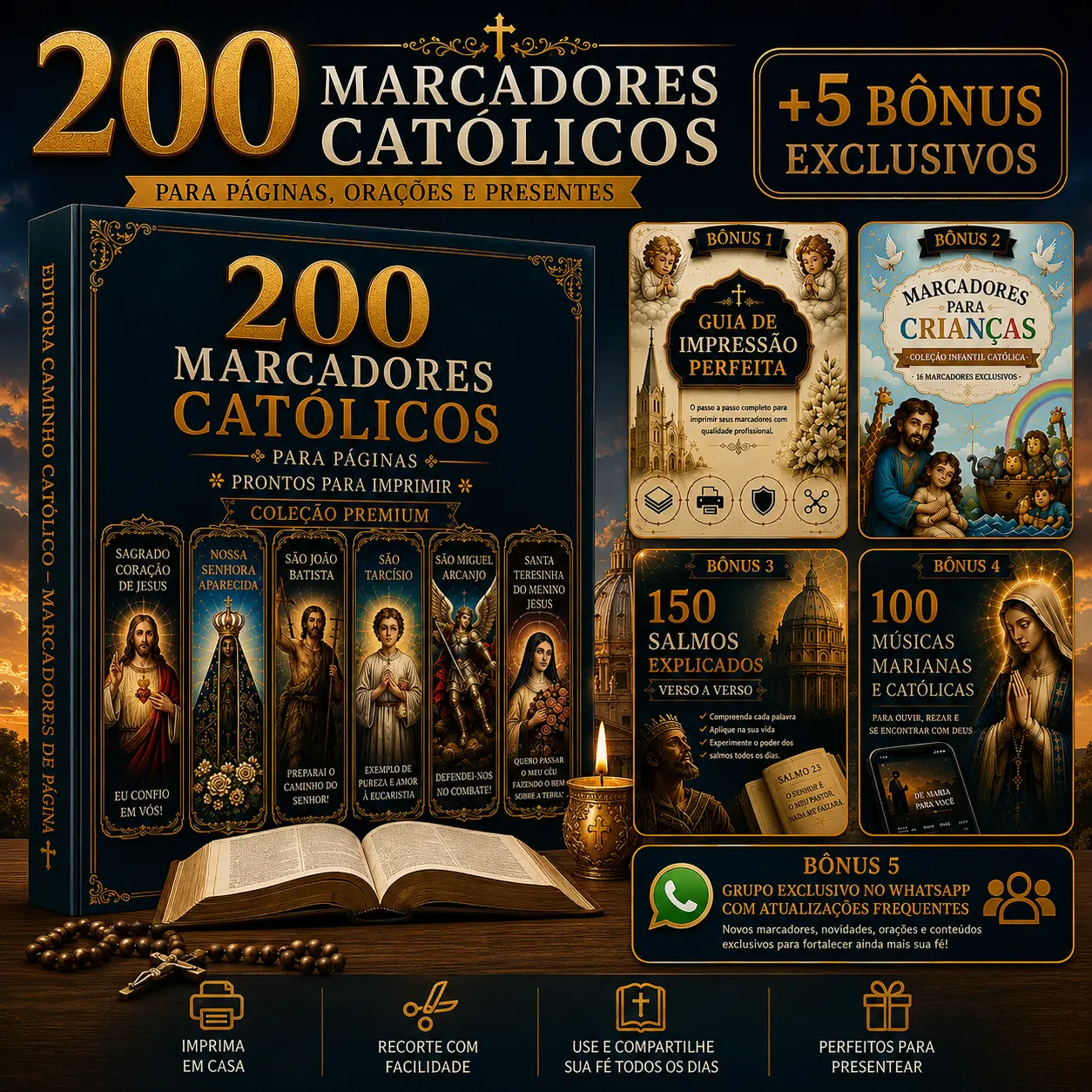 200 Marcadores Católicos com 5 bônus exclusivos